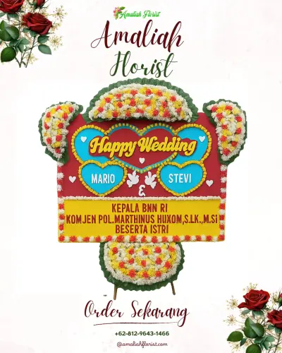 Karangan Papan Bunga Pernikahan di Medokan Ayu